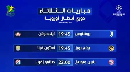  مباريات يوم الثلاثاء في دوري أبطال أوروبا.. المواعيد والقنوات الناقلة 